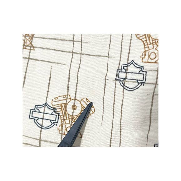 Harley Davidson Tori Richard Printed Engine Button Up Top Aloha Wear Tan Small - Picture 9 of 12